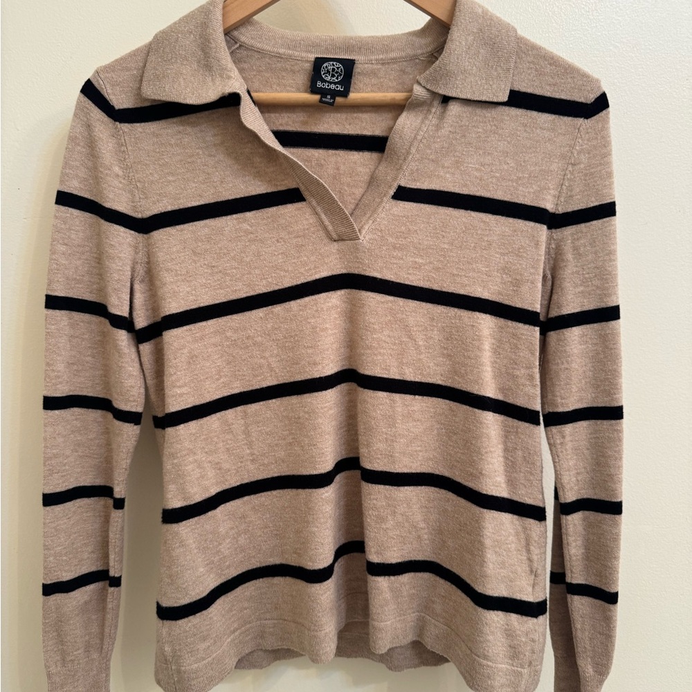Bobeau Striped Polo Sweater